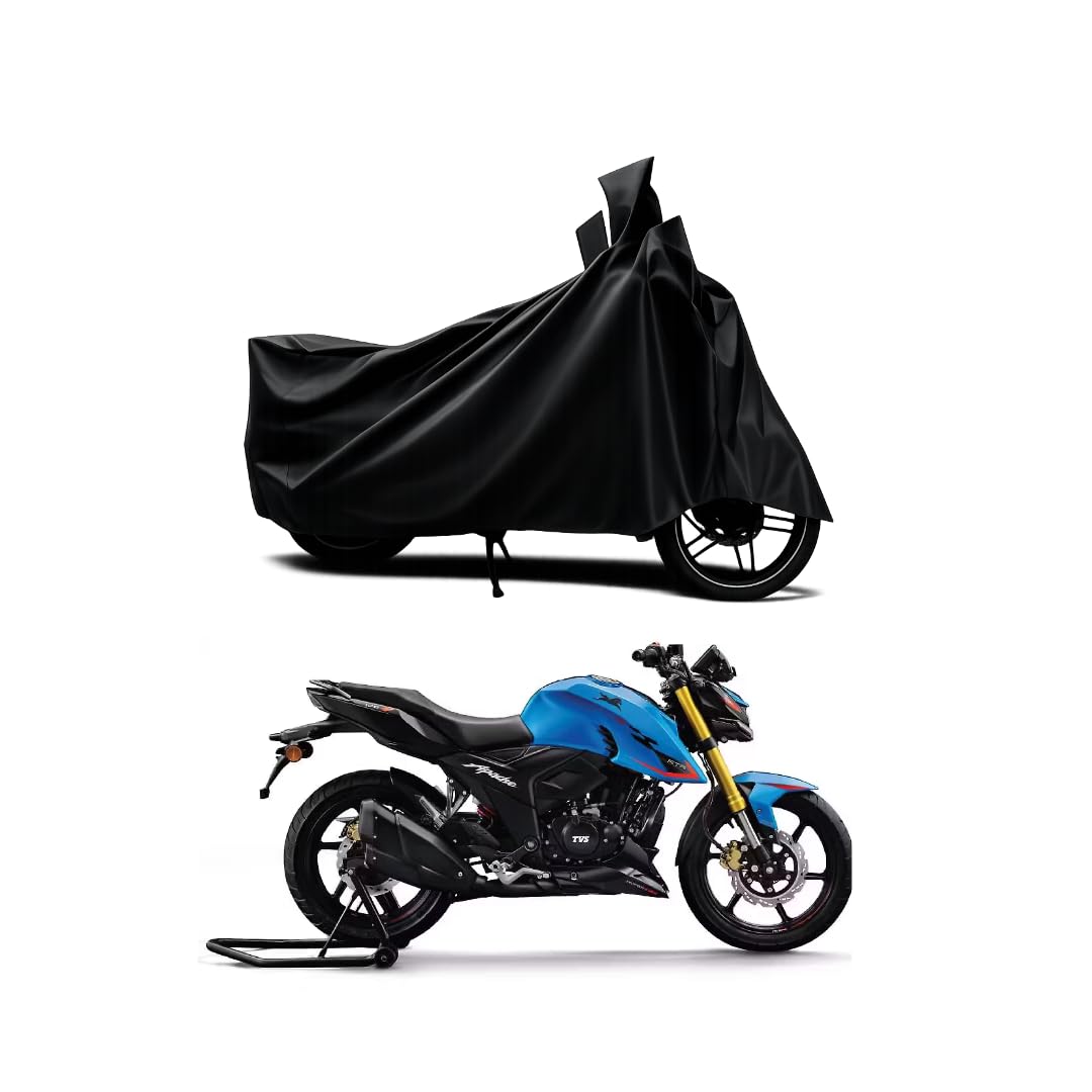 Black Bike Cover for TVS Apache RTR 160 4V Waterproof & Dustproof Full Body Motorcycle Cover with Mirror Pockets, Buckle Strap & Durable Fabric-image-40