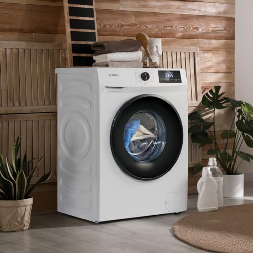 Bomann® Waschmaschine 7kg | max. 1400 U/min | 10 Jahre Motor-Garantie | effizienter, leiser & langlebiger Invertermotor | 15 Programme | | LED-Display | Washing Machine | WA 7175 weiß-schwarz