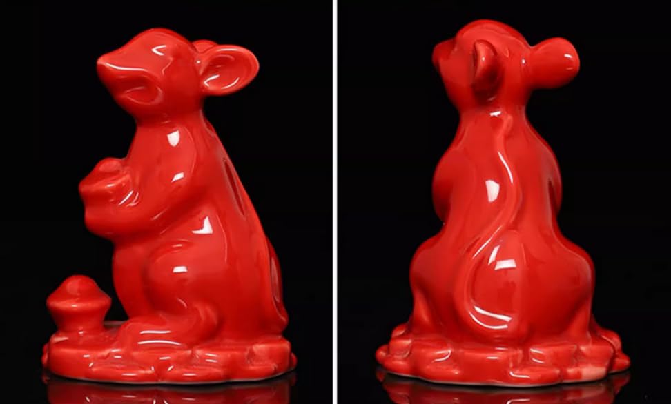 Escultura de Rata roja de cerámica Hecha a Mano Adorno de Animal decoración del hogar Oficina Regalo de Boda