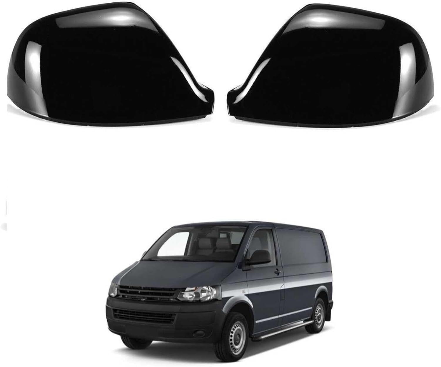 XJPGHA Wing Mirror Covers Caps for Volkswagen Transporter T5 2010-2015, Sturdy Durable Cover Housing Door Mirror Vehicle Accessory Rearview Side Covers,Black