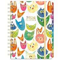 2026 Planner - 2026 Planner Weekly and Monthly, Jan.2026 - Dec.2026, 12 Month Planner Weekly & Monthly with Colourful Tabs, 6.4" x 8.5", Hardcover + Back Pocket - Cat