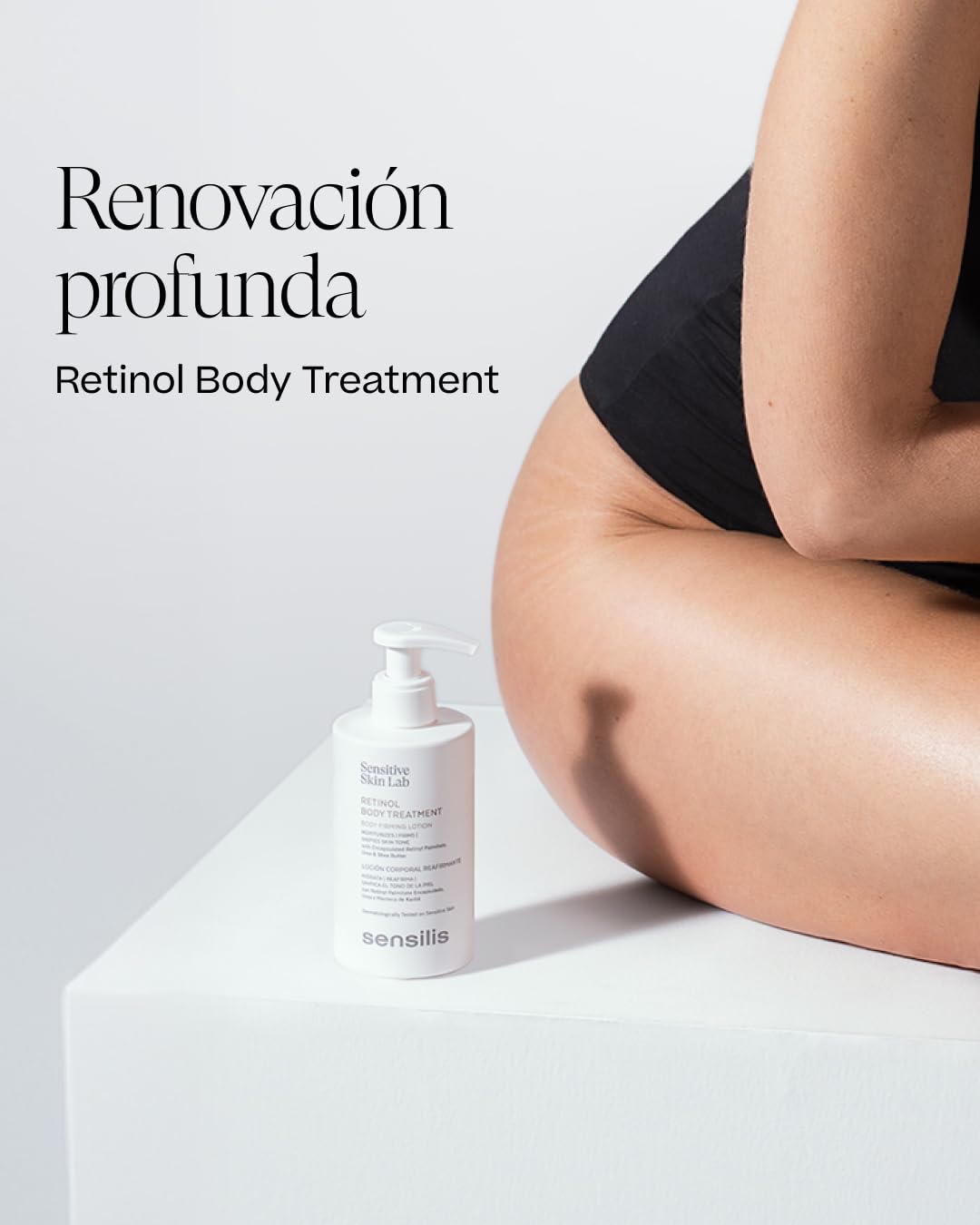 Sensilis - Retinol Body Treatment, Loción Corporal con Acción Reafirmante e Hidratante, Unifica el Tono, Aclara Manchas y Reduce las Arrugas, con Retinyl Palmitate, Apto para Pieles Sensibles - 200 ml