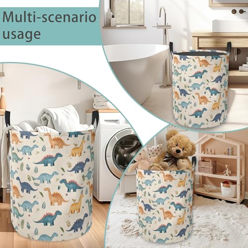 Laundry Basket With Handle, Dirty Clothes Laundry Hamper, Oxford Cloth Bin Storage Organizer for Toy Collection (Cute Dinosaur) by Meikosks - Used condition - Image 6