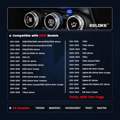 Image of KELOKE Front HVAC Heater Blower Motor Fan Compatible with 2009-2019 BMW 528i, 528i xDrive, 535d, 535d xDrive, 535i, 535i GT, 550i, 640i, 650i, 740i, 750i, 760Li with Fan Cage, Replace# 700294 BM10015C