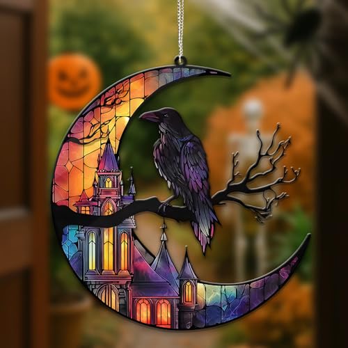Enchanted Raven Acrylic Suncatcher – Gothic Faux Stained Glass Window Decor for Halloween & Year-Round Charm - Image 4