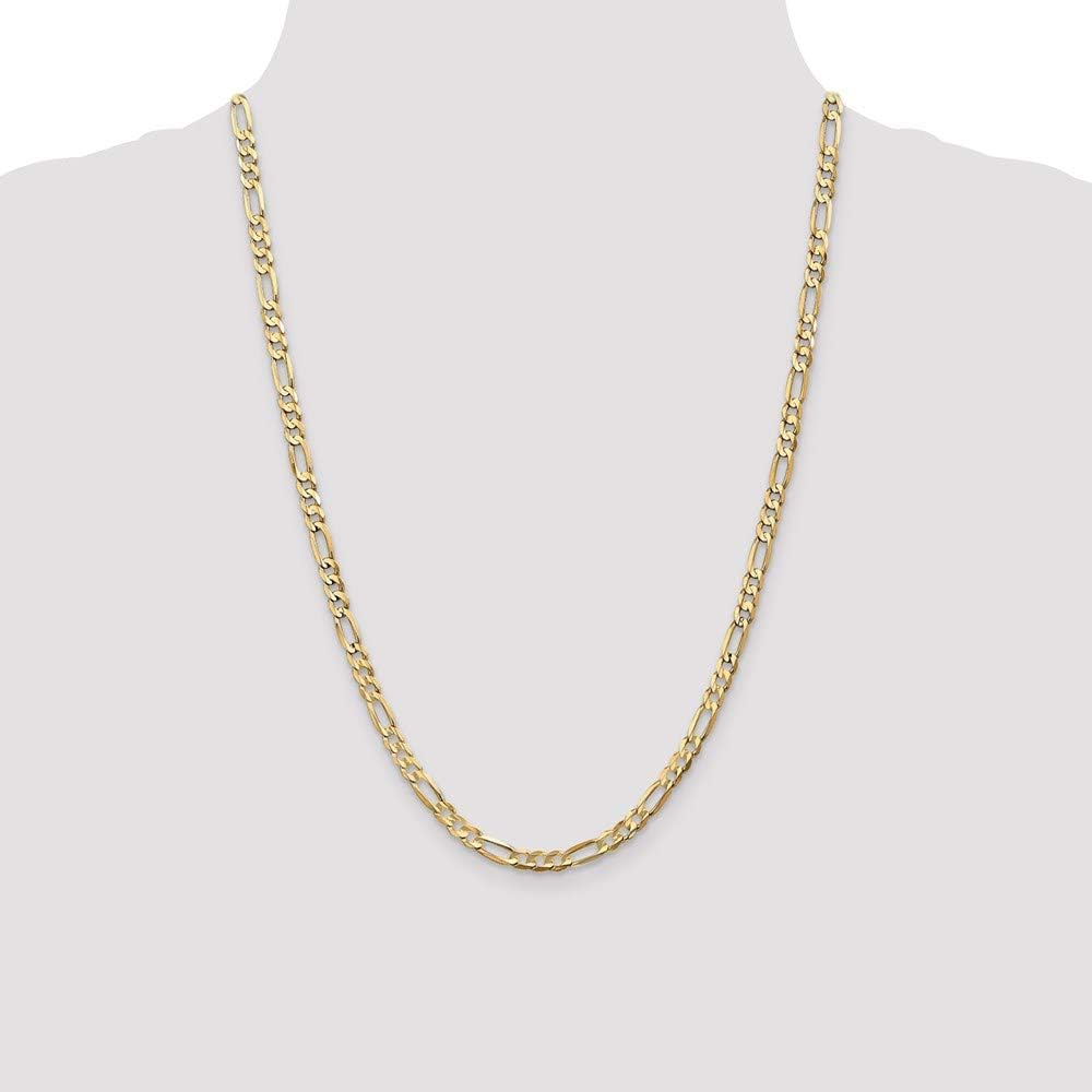Chain Necklace 10K Yellow Gold bracelet Figaro Concave 24 in 4.5 mm