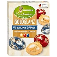 Heitmann Eierfarben Goldglanz - 3 flüssige Kaltfarben, 4 Dekorfolien - Ostern - Ostereier bemalen, Ostereierfarbe