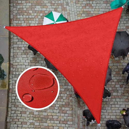 ColourTree 9' x 18' x 20.1' Custom Size Red TADT12 Triangle Waterproof Sun Shade Sail UPF50 Canopy Awning Shelter, 95% UV Blockage Water Resistant, Outdoor Patio Garden Carport (We Customize)