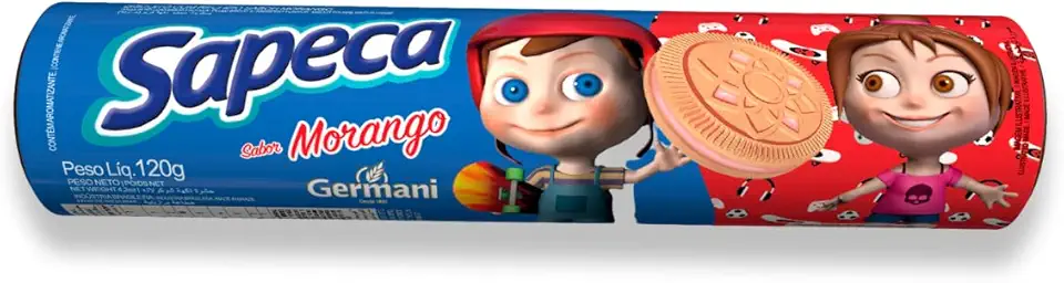 Biscoito Recheado Morango Sapeca 120G, Biscoito Doce Recheado Sabor Morango, Vermelho, Recheio Cremoso, Casquinha Crocante E Sabor Irresistível, Ingredientes Naturais Selecionados, Receita Caseira Desde 1892