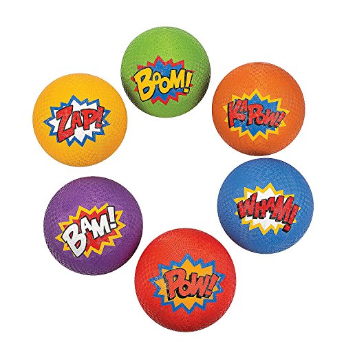 Fun Express Superhero Textured Rubber Playground Balls - 8.5