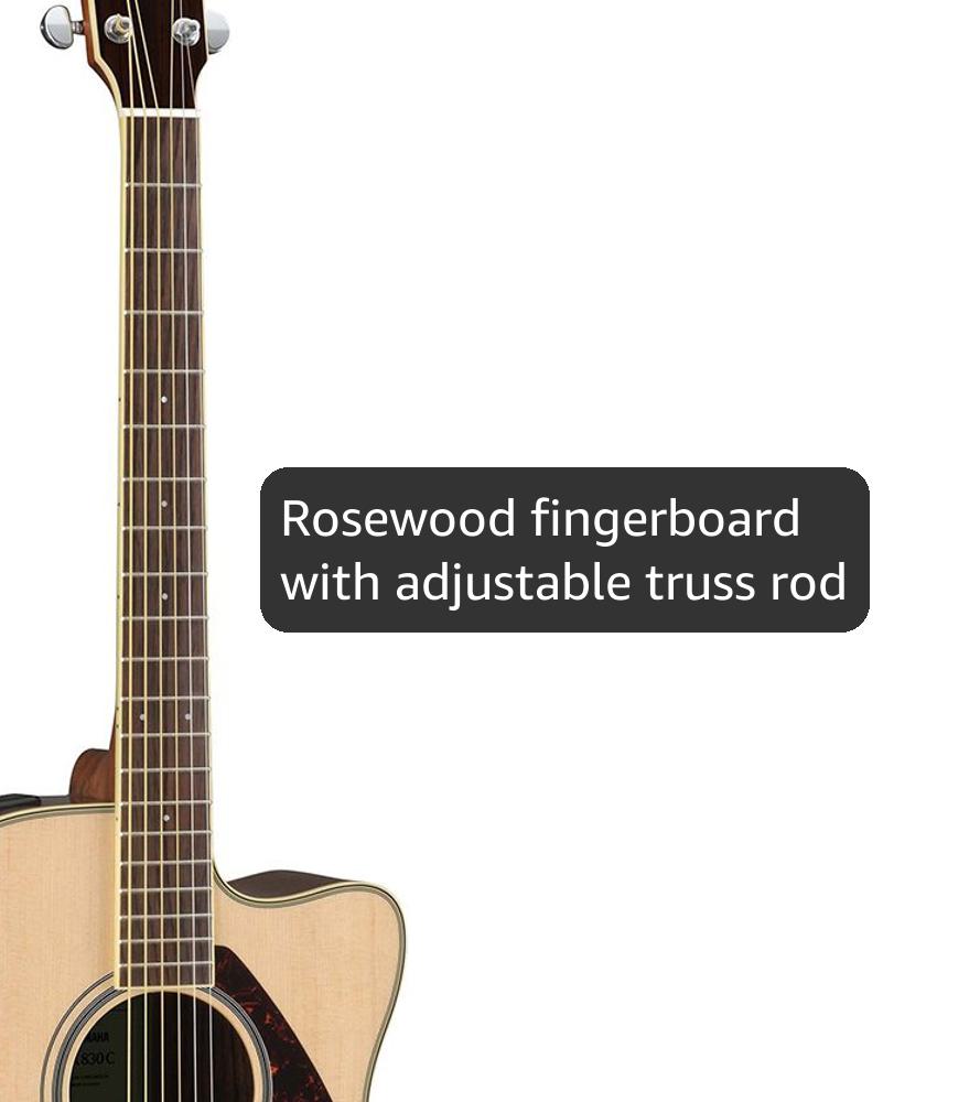 Yamaha FSX830C Small Body Solid Top Cutaway Acoustic-Electric Guitar, Natural