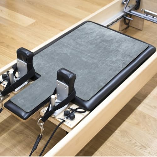 Tapete reformador de pilates, antideslizante, plegable, con gamuza absorbente de sudor y agarre de silicona, 99,6 x 61 cm, para yoga, entrenamiento básico, uso en gimnasio en casa (gris)