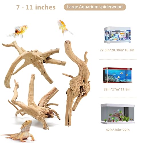 Image of WDEFUN Natural Spiderwood for Aquarium Decor 3-Piece 7''-11'' Long Natural Driftwood Branches for Fish Tank Decorations