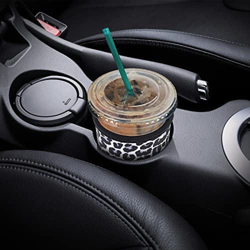 Image of YR Reusable Neoprene Insulator Sleeve for Iced Coffee Cups, 3 Pack Coffee Coolies sleeves for Iced & Hot Drinks, Cold Beverage Cooler Compatible with Starbucks Coffee and More (Snow Leopard)