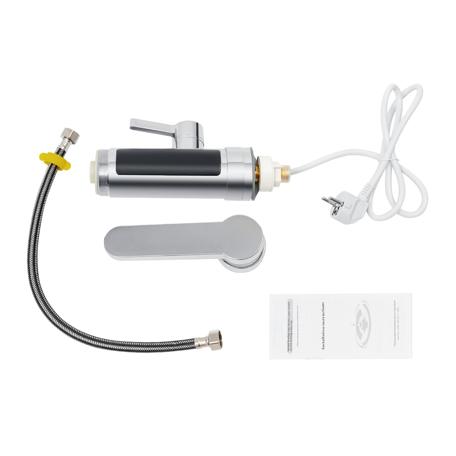 Robinet de chauffage électrique - 3000 W - Chaud instantané - Rotation à 360° - Avec affichage numérique LED - Affichage de la température - Robinet d'évier à une main pour cuisine, salle de bain -