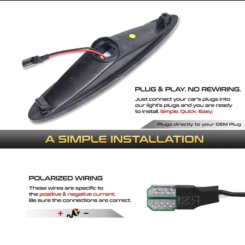 Dinamiche Indicatori Direzione Per Lexus SC 430 Indicatori Di Direzione/Luci Di Guida, Lampade Di Posizione Laterali OEM 2002-2010 Luce Di Posizione Laterale A LED T10 Color Ambra/rosso(2pc Smoked whi