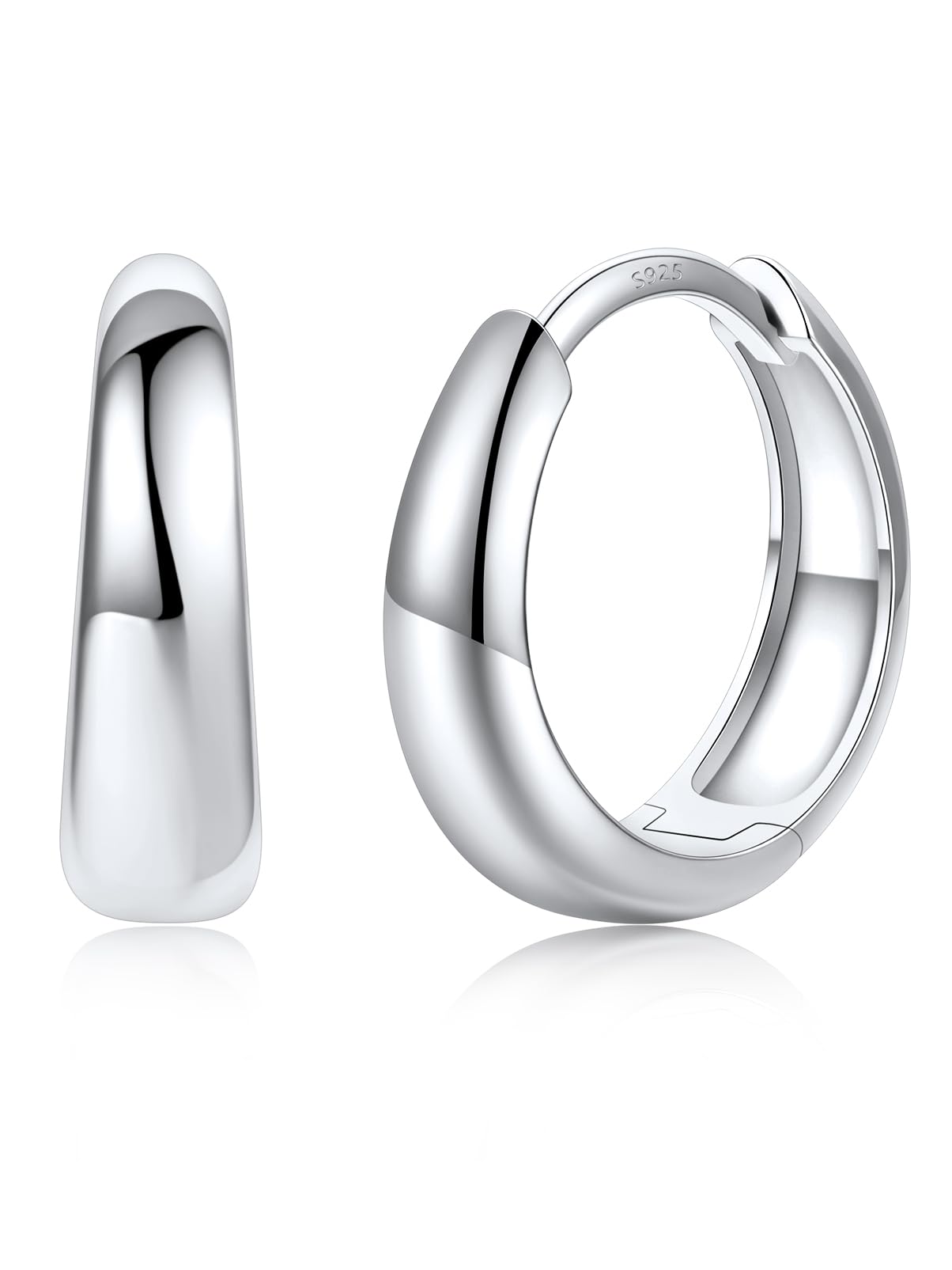 Silvora Creolen Gold Schwarz Damen 8/10/12/14mm Chunky Hoop Ohrringe mit Hypoallergene 925 Silber Stecker Huggie für Frauen Herren