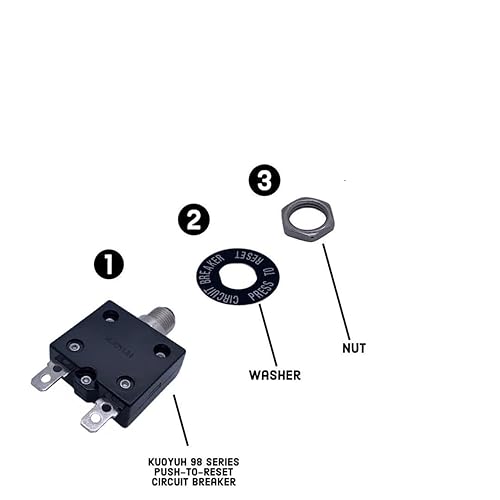 Miniatura 2 de Disyuntor térmico genuino 3A 125/250VCA 32VDC serie 98 pulsador para restablecer interruptor de sobrecarga térmica con terminales de conexión rápida
