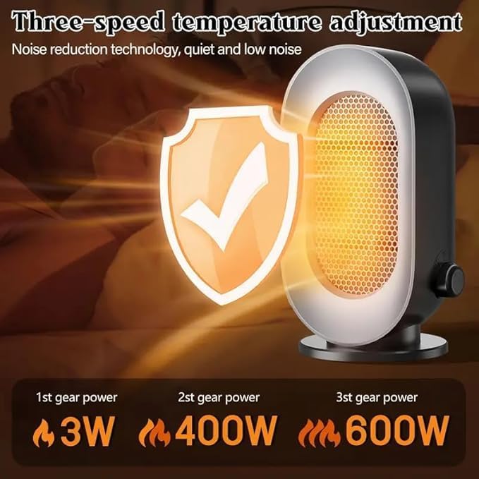 Miniatura 3 de Calentador de espacio portátil para uso en interiores, calentador eléctrico pequeño con 3 modos, calentamiento rápido, funcionamiento silencioso,