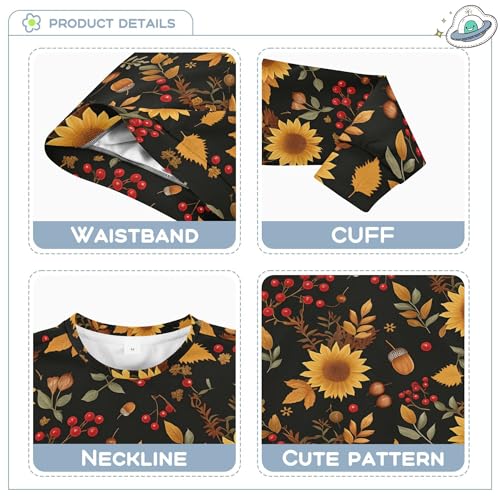 JUNZAN Sunflowers Acorns Leaves Autumn Big Girls Sweatshirt Hoodie Crewneck Outerwear for Kids Athletic 4T3