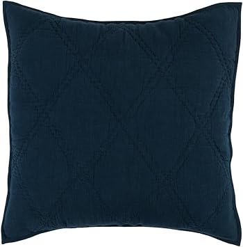 Kosas Home Casi 26x26 Belgian Flax Linen Fabric Euro Sham in Midnight Blue