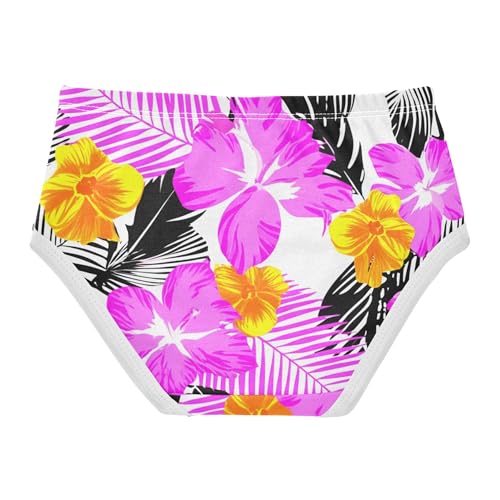 Cotton Girls Underwear Toddler Tropical Flowers Hibiscus Pink Girl Panties Cute Fancy Briefs Girls Undies 2t2