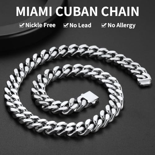 Collier chaîne Miami en or 18 carats pour homme avec maillons de précision