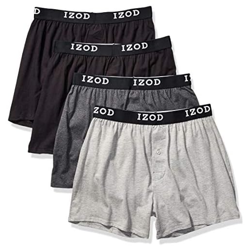 IZOD Men's 4pk Knit Boxer, Black/Charcoal Heather/Black/Heather Grey, XXL