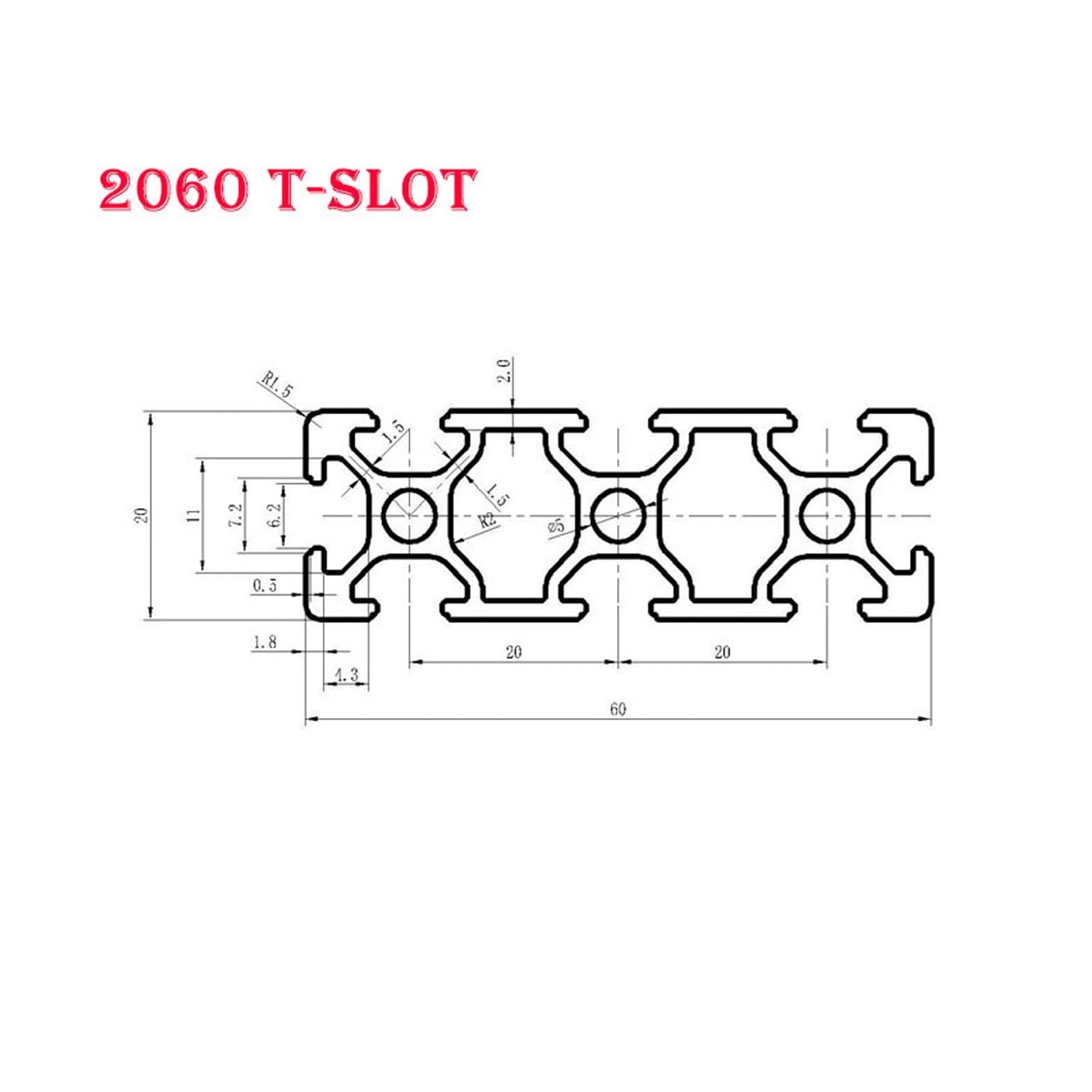 2060 T-Slot profilo in alluminio anodizzato 100mm-1200mm (400mm)