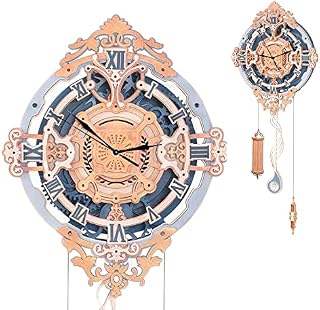 ROBOTIME 3D Puzzle Wall Clock Wooden Model Kits for Adult to Build, Mechanical Model Building Construction Kits, Beautiful Home Decoration
