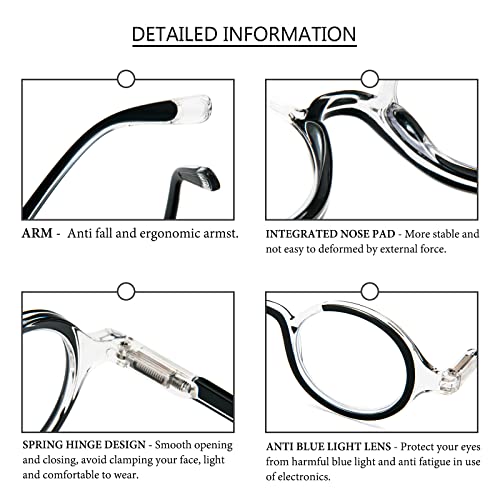 Kokobin 3 Pack Small Round Reading Glasses Comfortable Readers Colored Stylish Frame For Women And Men +2.00 #TOP4