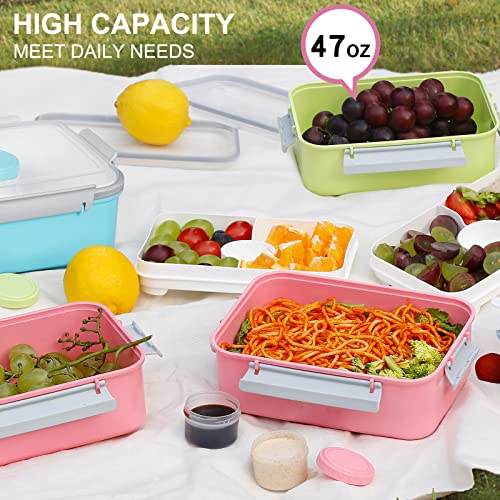 Shopwithgreen Set Of 3 Salad Food Storage Container To Go, 47-Oz Bento Box With Removable Tray & Dressing Pots, For Lunch, Snacks, School & Travel - Food Prep Storage Containers With Lids #TOP5