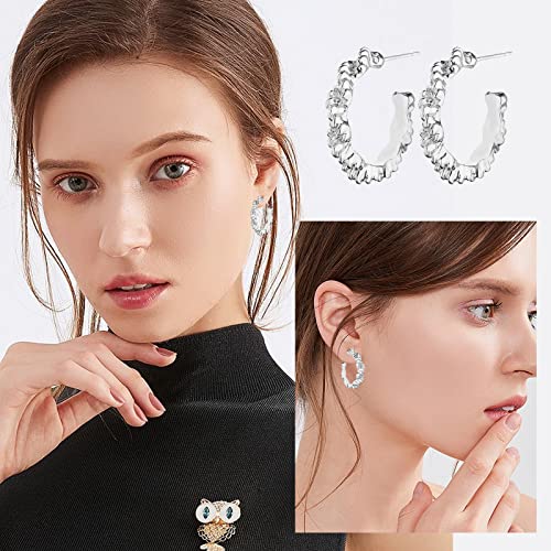 Image of Wgoud 6 Pairs Chunky Gold Hoop Earrings for Women, 14K Gold Plated Hoop Earrings Hypoallergenic, Thick Lightweight Twisted Huggie Hoops Earring Set for Women's Jewelry GIfts