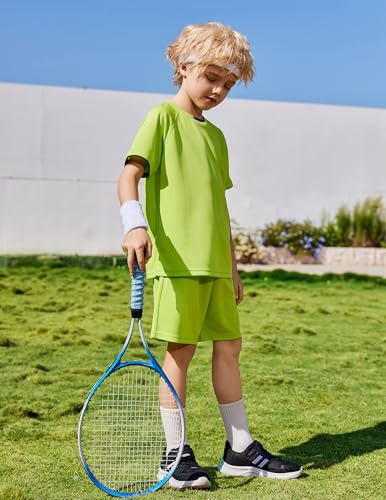 Image of Arshiner Boys Loose Athletic Set Crew Neck T-Shirt & Mesh Short 4-13 Years | Boys Loose Athletic Shorts Set Performance Crew Neck T-Shirt and Mesh Short Outfits Lightweight & Breathable