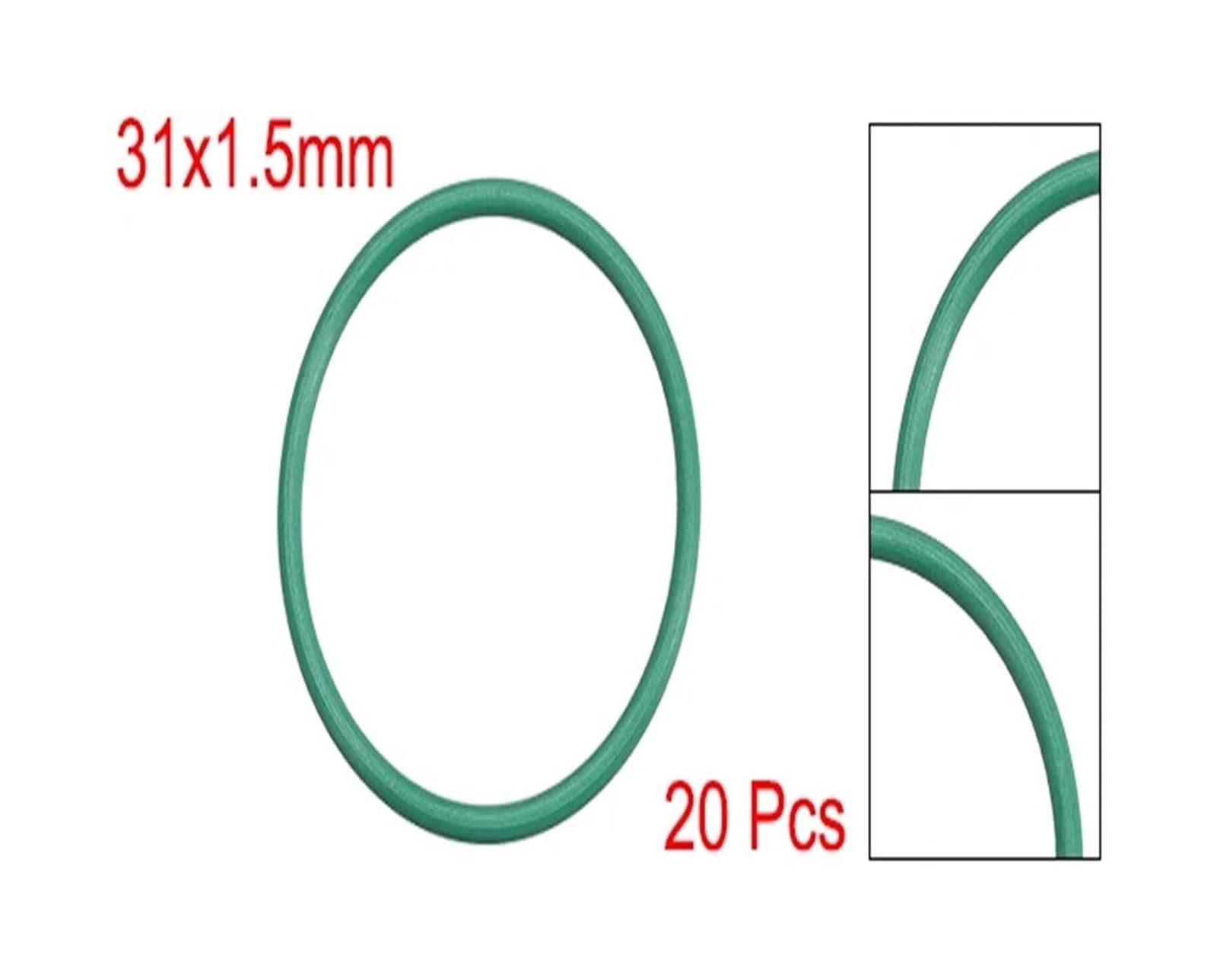 Hardware Fittings 20 Stück O-Ringe aus Fluorkautschuk, 31 mm Außendurchmesser, 28 mm Innendurchmesser, 1,5 mm Breite, grüne Dichtung for pneumatische Reparaturen usw. Dichtungsscheibe,Zuverlässiges M