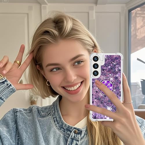 CCSmall Case for Samsung Galaxy S25 FE Clear Glitter Ring Holder LSZ Purple by CCSmall - Used condition - Image 2