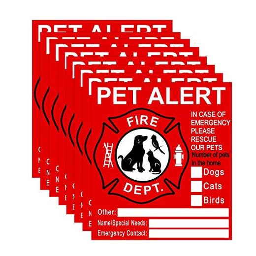 Pet Inside Sticker - 8 Pack Pet Alert Safety Fire Rescue Sticker Decal-Save Our Cat/Dog Pets In a Fire Emergency, Firefighters will See Alert on The Window, Door, or House and Rescue Our Family.