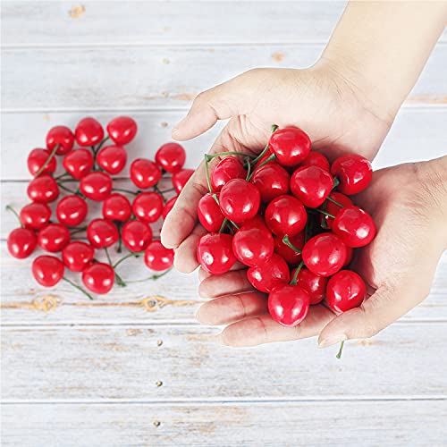 Pack Of 25 Decorative Fruit Cherries, Artificial Lifelike Simulation Cherries,Cherry Fake Fruit Model For Party Decor Home Kitchen Cabinet Photography Prop #TOP6