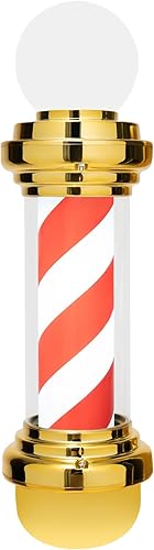 Miniatura 6 de DNYSYSJ Luz LED de poste de peluquería de 27 pulgadas, letrero abierto giratorio rojo dorado y blanco, IP54 impermeable, ahorra energía, montaje en