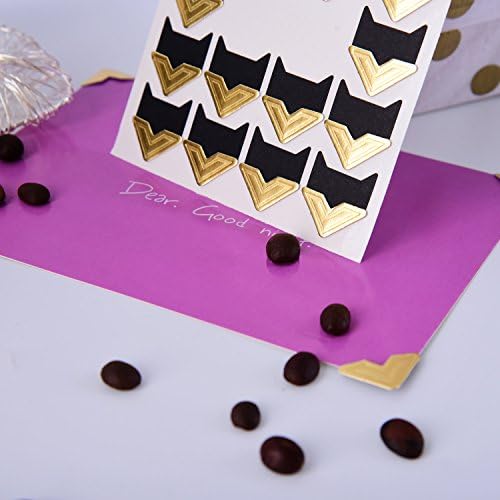 10 Sheets Photo Corners Self Adhesive Photo Mounting Sticker Paper Corner Stickers for Scrapbooking Album Dairy, Black and Gold