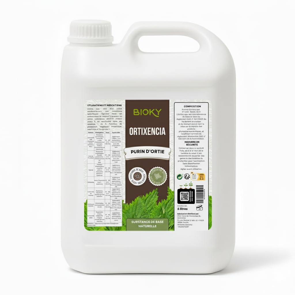 Purin d'Ortie concentré pour Plantes 5L - Action Fongicide, Insecticide et Acaricide - Correcteur de Carences en Fer (chlorose ferrique)