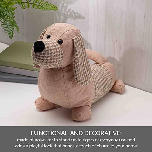 Elements 12.6X4.72X8.27 Inch Brown Plaid Dachshund Weighted Fabric Door Stopper #TOP3