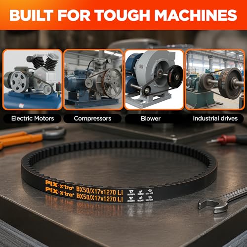 Image of PIX AX38 Cogged V-Belt - 1 /2 x 40in OC, Industrial Drive V-Belt for High Horsepower Applications, Compressors, Pumps, Fans, Vacuum Pumps, Blowers, Generators, Heat Exchangers, and Industrial Drives