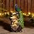 Glitzhome Outdoor Water Fountain,20.5" H Polyresin Outdoor Fountain with Lights, 4-Tierd Peacock W/Stacked Stone Decorative Waterfall Feature Garden Fountain with Pump for Garden, Patio, Porch Decor