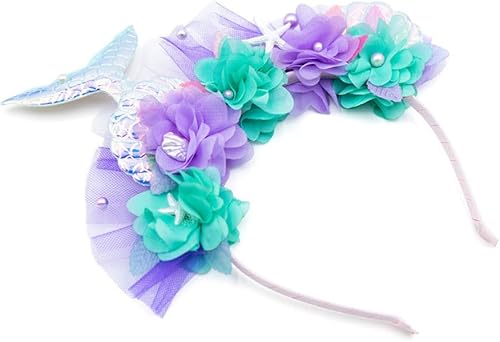 Miniatura 6 de Accesorios de disfraz de sirena de princesa para niñas, diadema de corona de Ariel, Halloween, Navidad, recuerdos de fiesta para niños