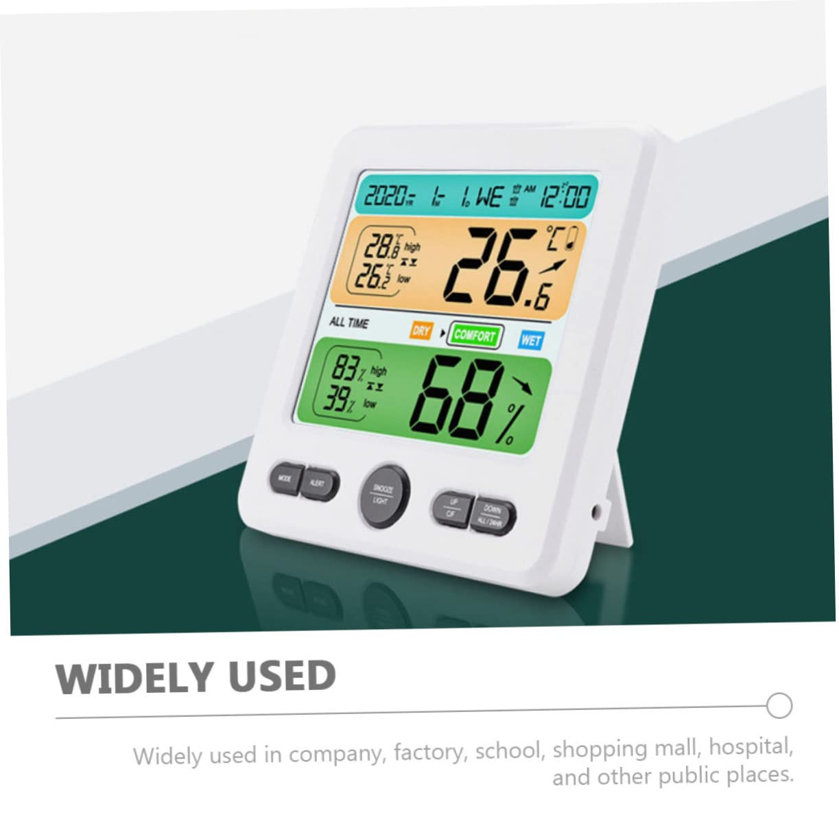 1set Igrometro Digitale Con Termometro e Orologio Monitor Di Temperatura e Umidità Da Display e Facile Da Leggere Per Casa Ufficio e Spazi Pubblici