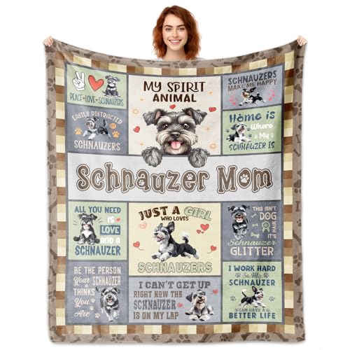 Tjovuzn Schnauzer Gifts for Women, Schnauzer Blankets 60''x50'', Schnauzers Gifts for Lovers Mom, Schnauzers Dog Gift for Owners Lovers Woman Decorations Blanket for Christmas Mothers Day Birthday