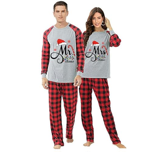iHapHap Mr And Mrs Claus Couples Christmas Matching Pajamas Set(2XL,Mom)