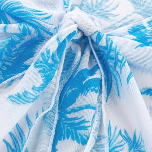 Image of GRACE KARIN Girls Bathing Suit Adjustable Taniki Swimsuit Tie Front 4 Piece Bikini Set with Kimono Cover Up 6-14