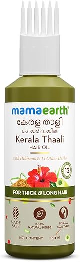 Mamaearth Kerala Thaali Hair Oil with Hibiscus, Bhringraj, Methi Dana & Amla for Thick & Long Hair – 150 ml | Stimulates Hair Growth | Nourishing Thali | 100% Natural Herbs | 12…